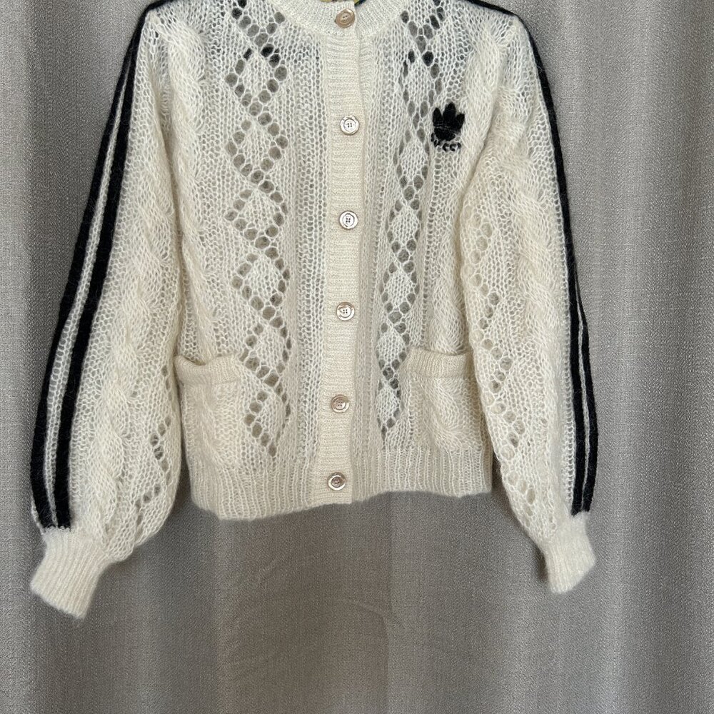 NWT Gucci X Adidas Ivory Mohair Knit Button Front Cardigan XS - Picture 2 of 16